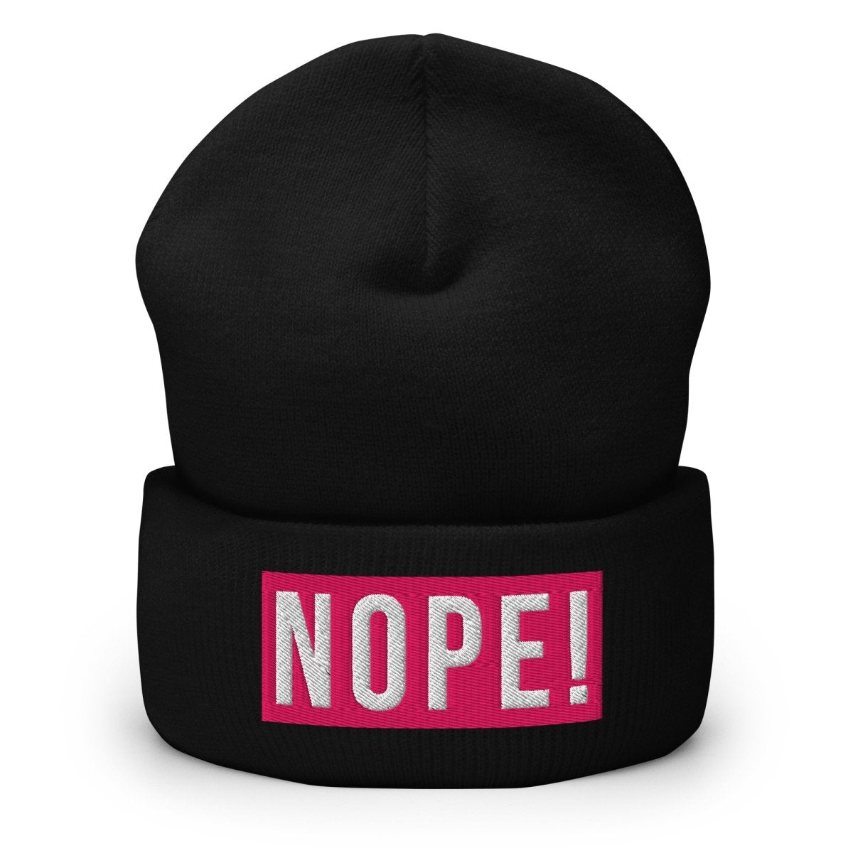 NOPE! Bold pink logo beanie