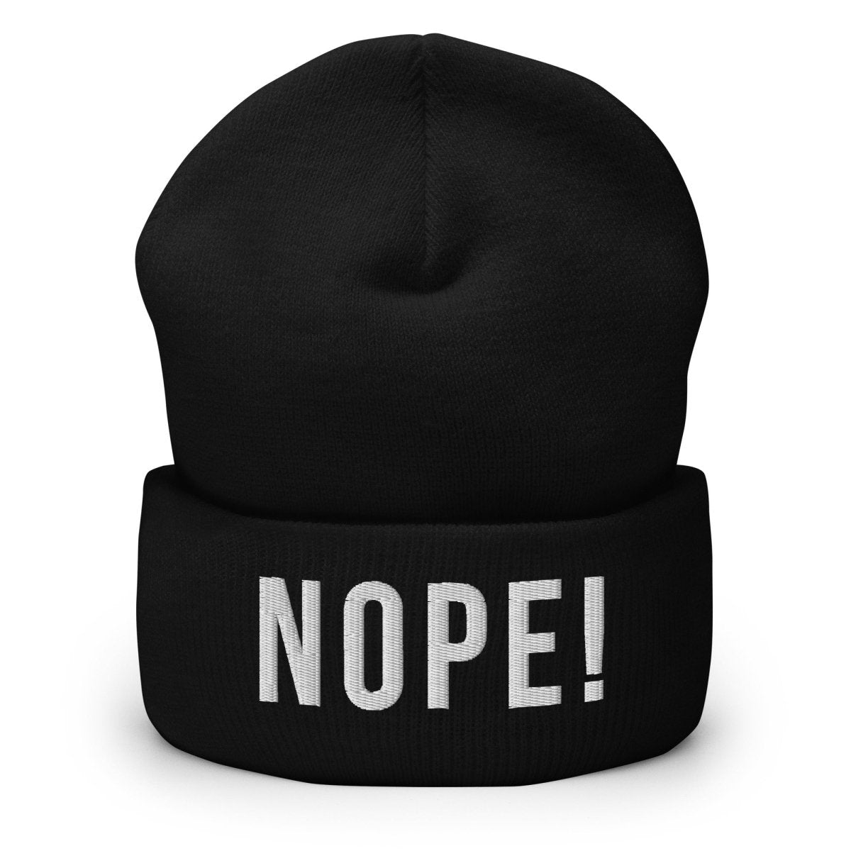 Black Beanie with white bold NOPE! logo