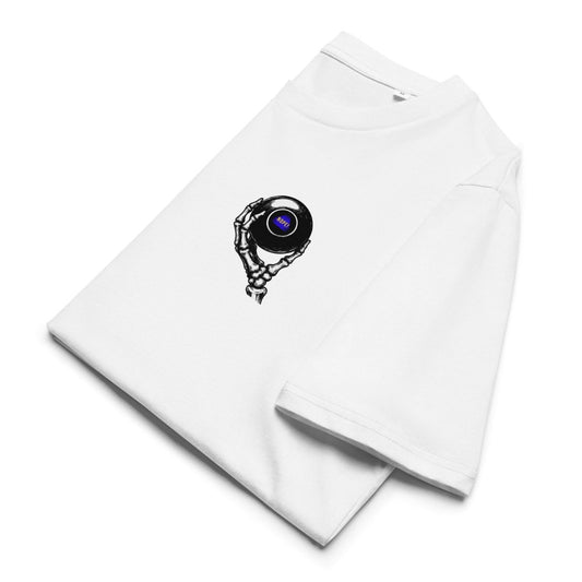 Folded White cotton T-shirt with pocket 8 ball logo