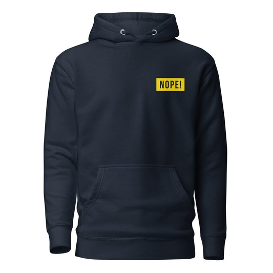 Blue cotton NOPE! logo hoodie