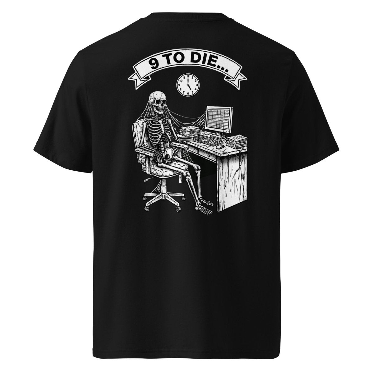 Black cotton NOPE! Culture T-Shirt with white 9 to Die graphic print