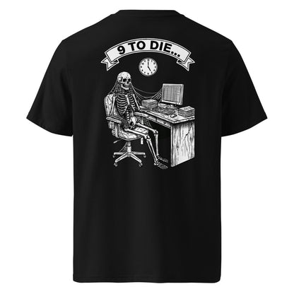 Black cotton NOPE! Culture T-Shirt with white 9 to Die graphic print