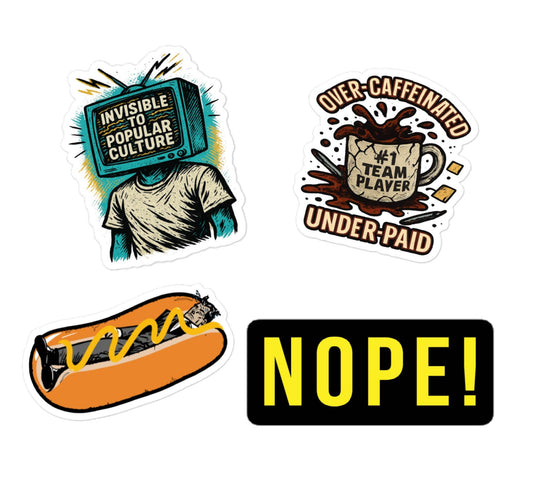 4 Vinyl die cut sticker available as a bundle from NOPE! Culture