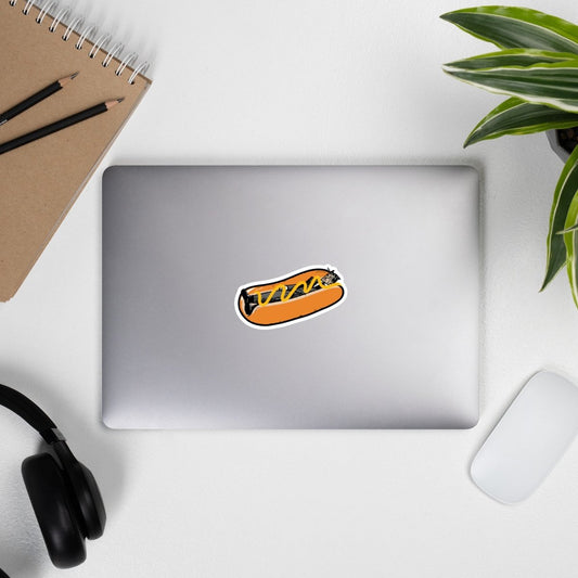 NOPE! Culture hotdog vinyl sticker displayrd on a laptop