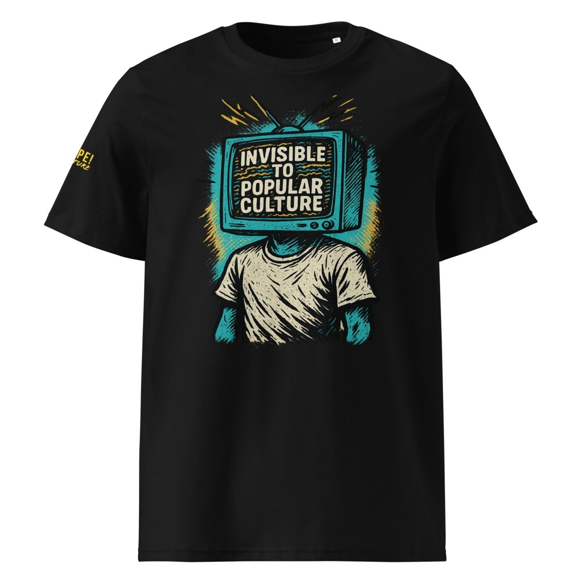 Front view of NOPE! Culture black cotton tee