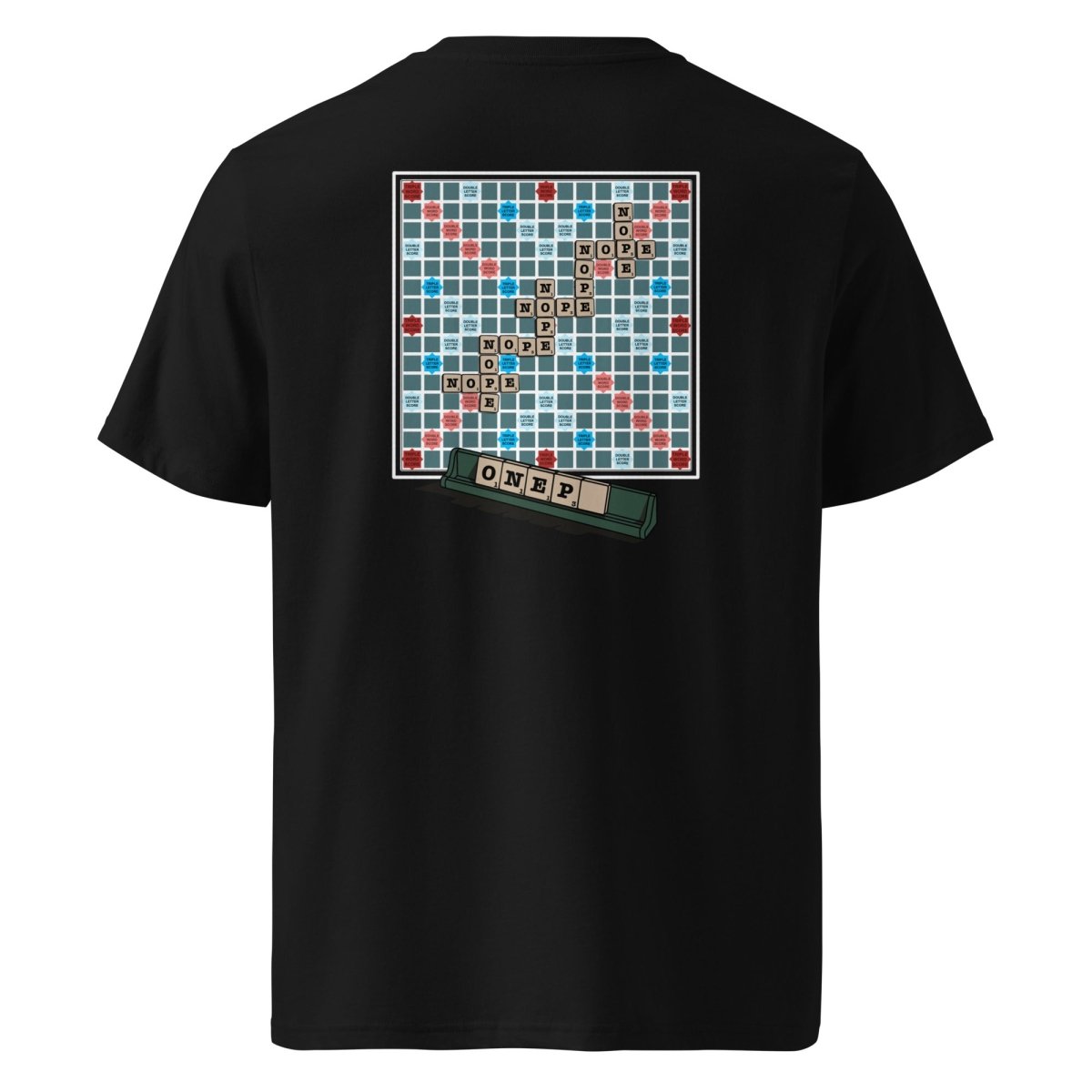 NOPE! Culture scrabble tee. Back view