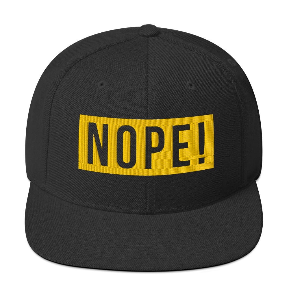 High profile cap with yellow embroided NOPE!