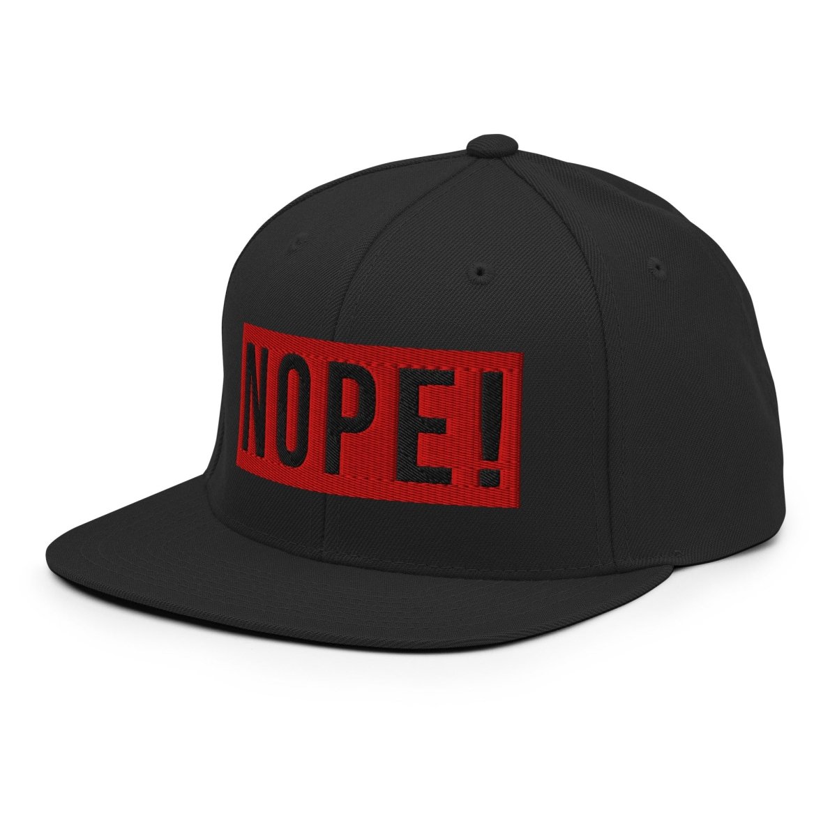 NOPE! Snapback Red Logo Hat Side view