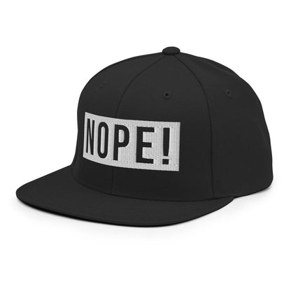 NOPE! Embroidered Snapback Hat - White Logo