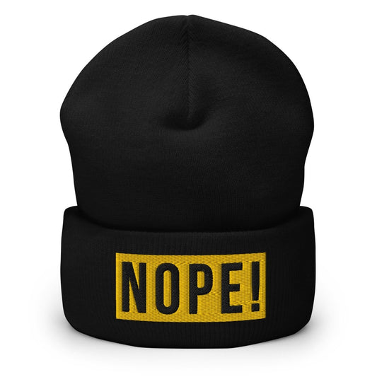 NOPE! Beanie in bold yellow