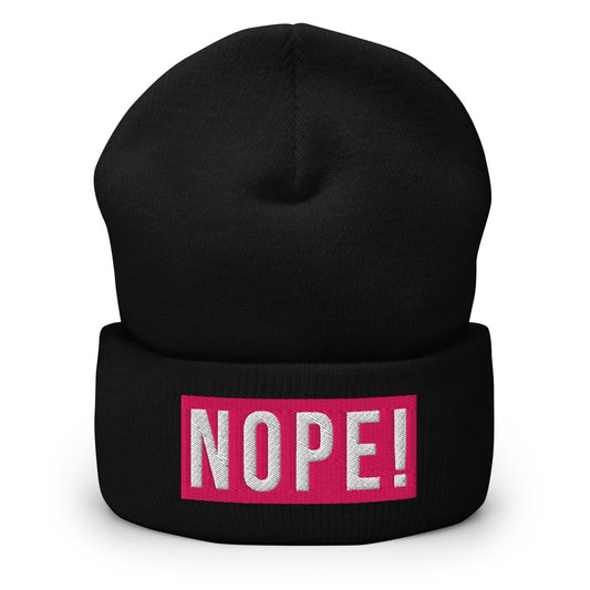 NOPE! Bold pink logo beanie