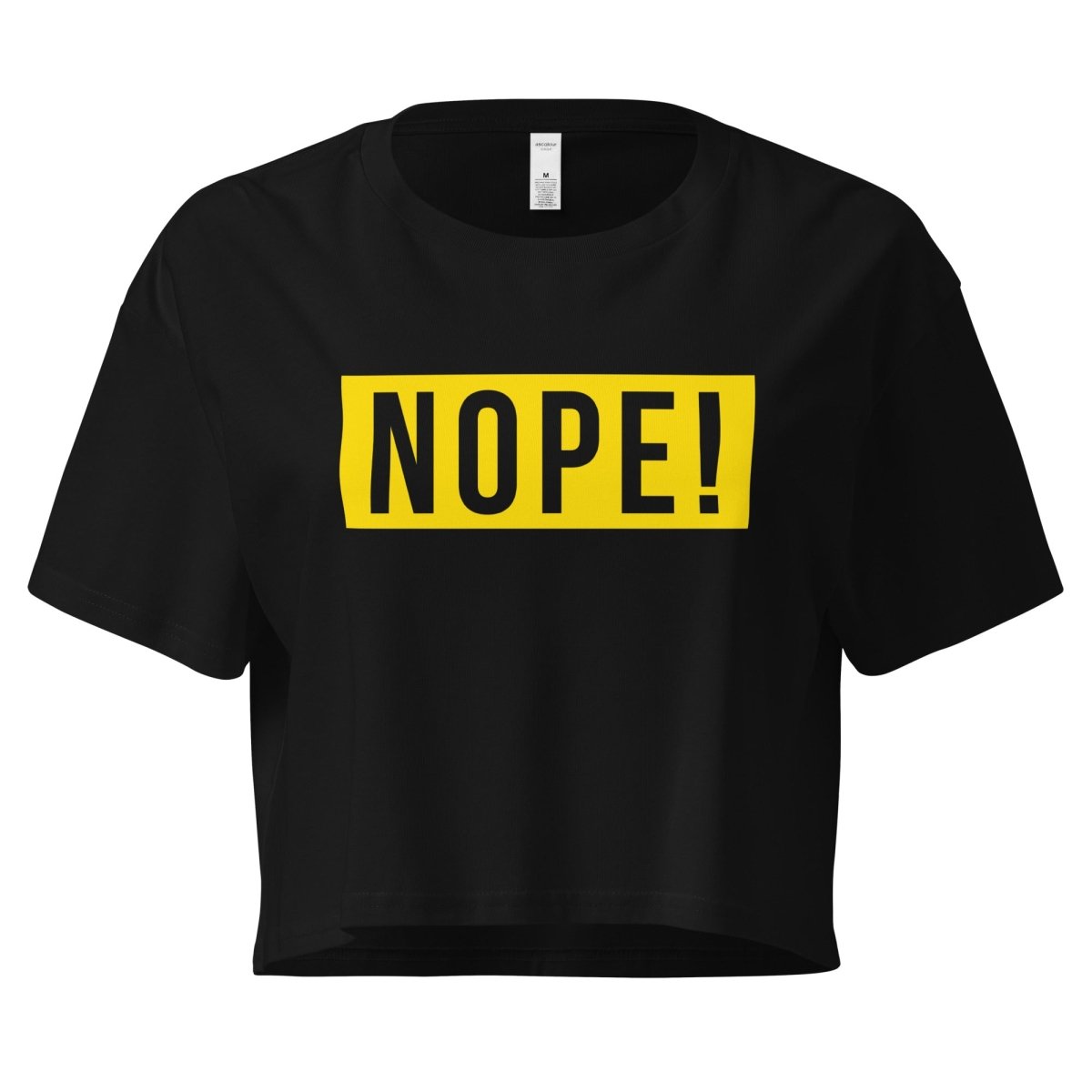 Black cotton ladies crop top with bold NOPE! front print